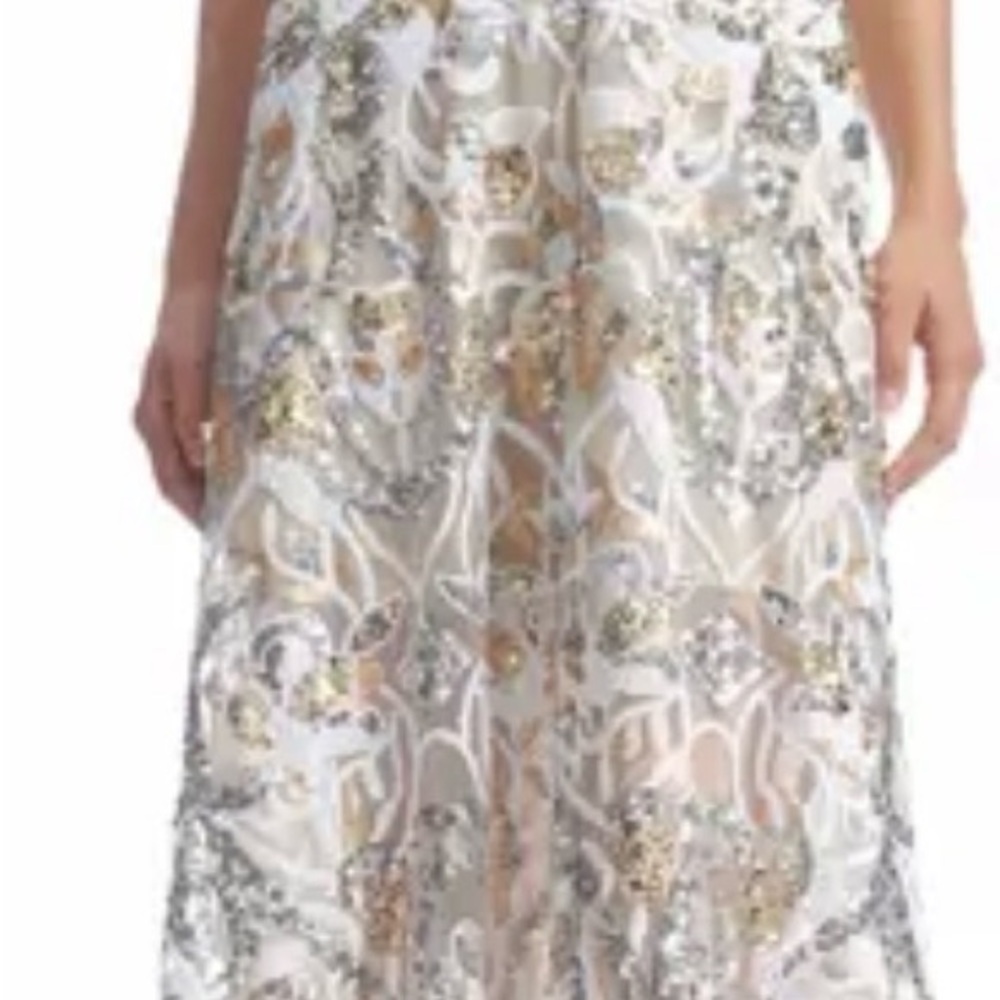 Dress the Population Strapless White and Gold Gown - Picture 5 of 7